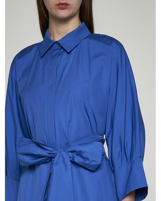 Max Mara Blue Tabata Cotton Shirt Dress