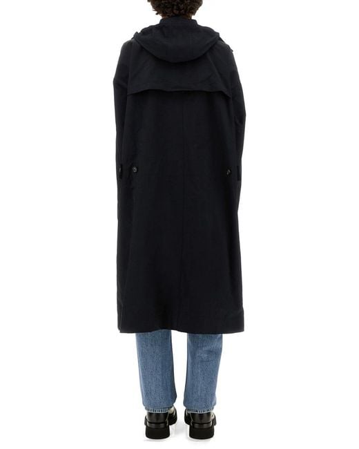 Bottega Veneta Black Hooded Trench Coat Polyamide & Raincoats for men