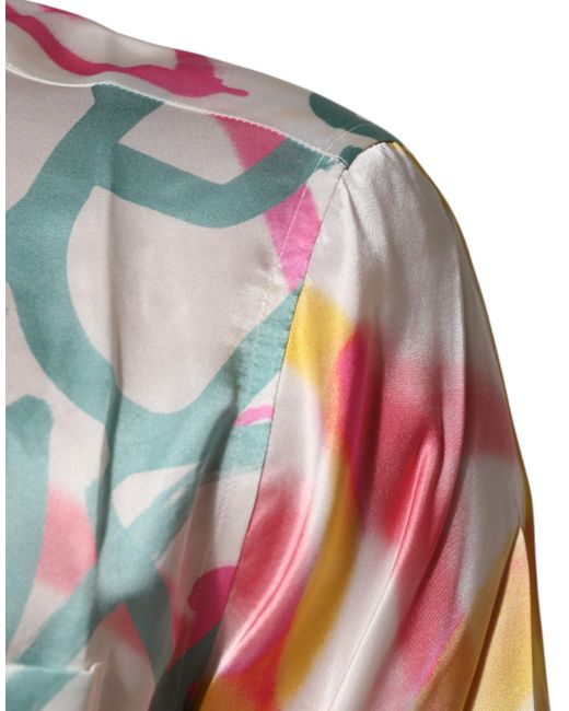 Dolce & Gabbana Red Silk Hawaiian Graffiti Print Casual Shirt for men