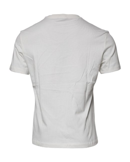 Versace White Medusa Print Cotton Crew Neck T for men