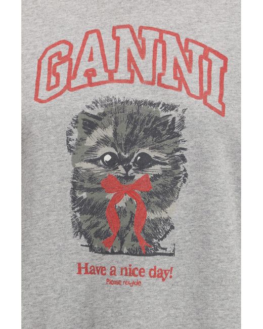 Ganni Gray Kitty Sweatshirt