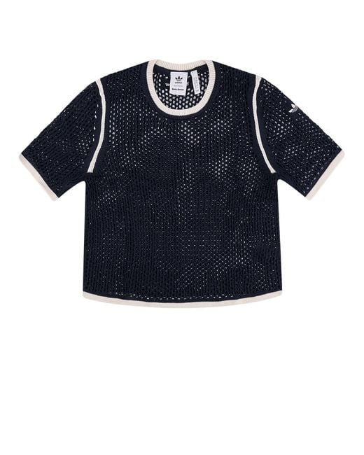 Adidas Originals Blue Wb Knit Tee Cotton Blend Sweater for men