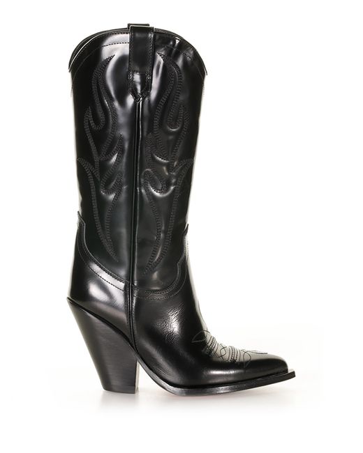 Sonora Boots Santa Fe Cowboy Style Texan Boot In Brushed Leather in