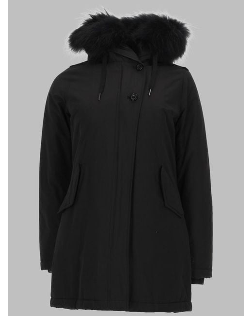 Canadian Black Parka Cotton Hooded Polyester Jacket