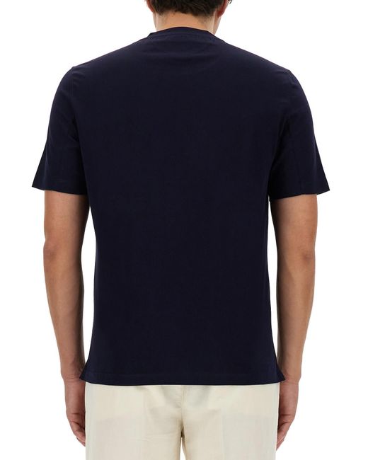 Brunello Cucinelli Blue T-Shirt With Logo for men