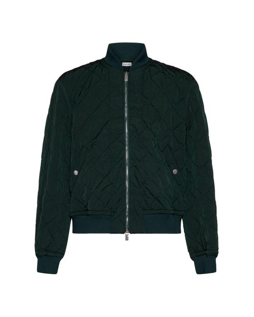 Burberry Green Long Sleeved Quilted Zip-up Bomber Jacket for men