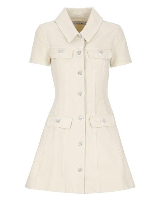 Self-Portrait Natural Collared Denim Mini Dress