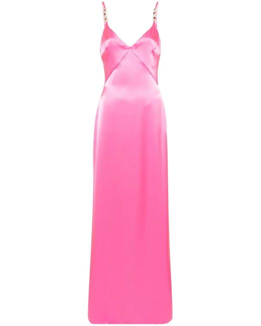 David Koma Pink Satin Long Dress