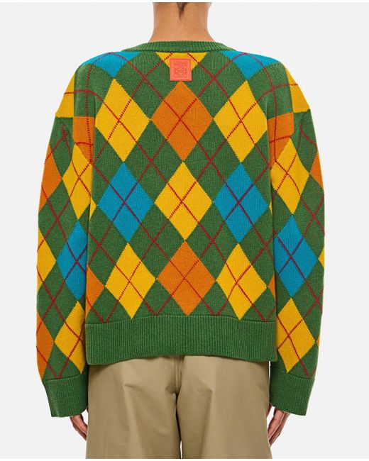 Loewe Multicolor Green/ Argyle-pattern Wool Jumper