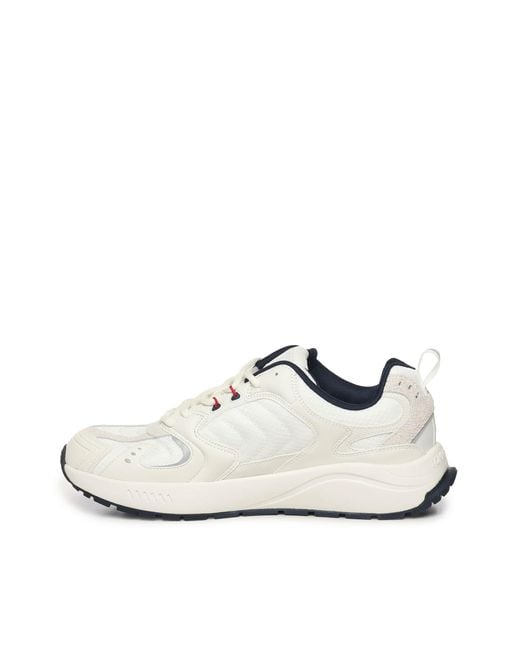 Tommy Hilfiger White Sneakers With A Mix Of Textures And Logo for men