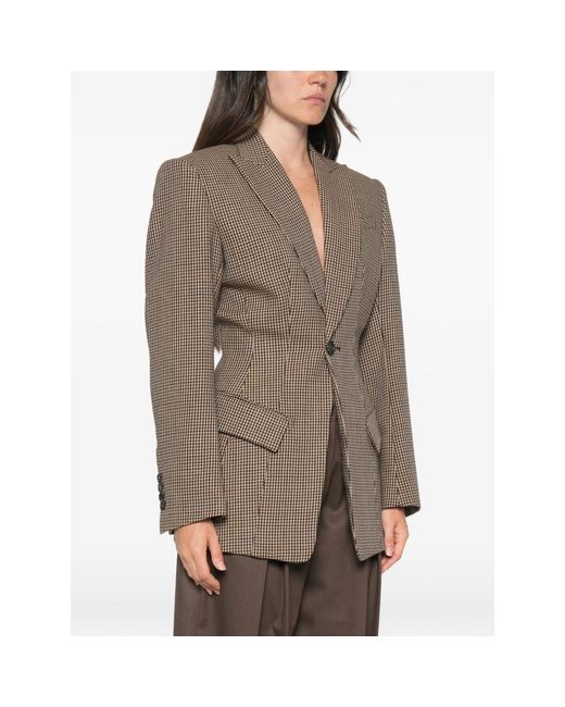 Seafarer Brown Houndstooth-Pattern Single-Breasted Blazer