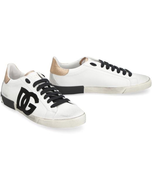 Dolce & Gabbana Black Leather Sneakers Portofino Calf Trainers for men