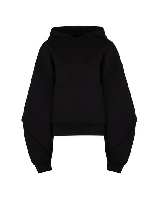 Mugler Black Oversized Cotton Hoodie Hoodies
