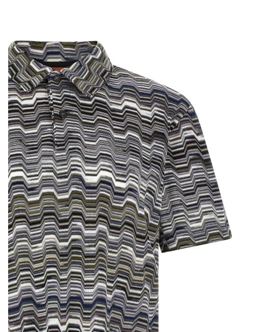 Missoni Gray Irregular Zigzag Shirt Polo for men
