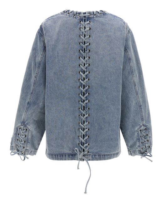 Lace up denim jacket sales