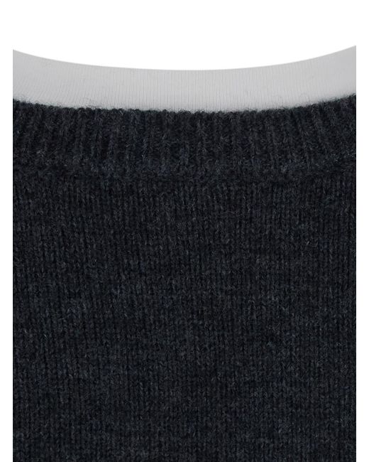 Semicouture Black Knit Sweater Aida Popeline Cashmere Wool Tops