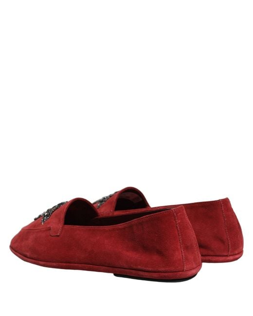 Dolce & Gabbana Red Suede Cross Slip On Dress Loafers Shoes for men
