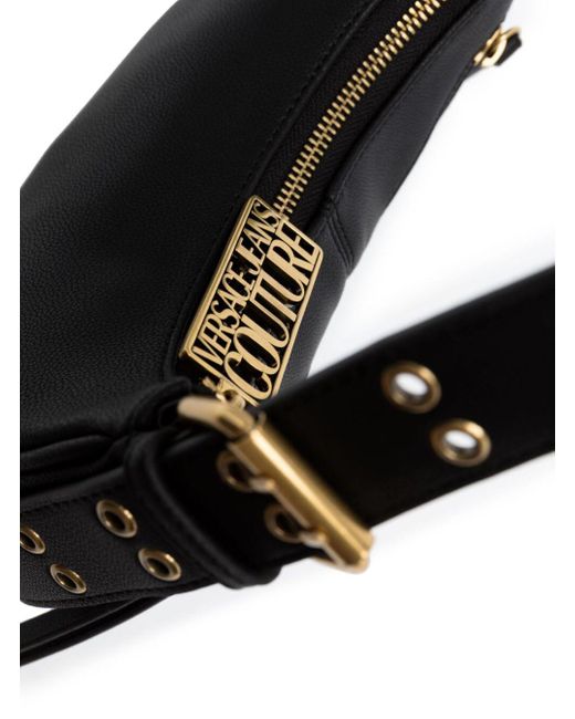 Versace Black Logo-lettering Faux-leather Shoulder Bag