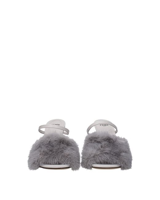Fendi Metallic Mink Slippers
