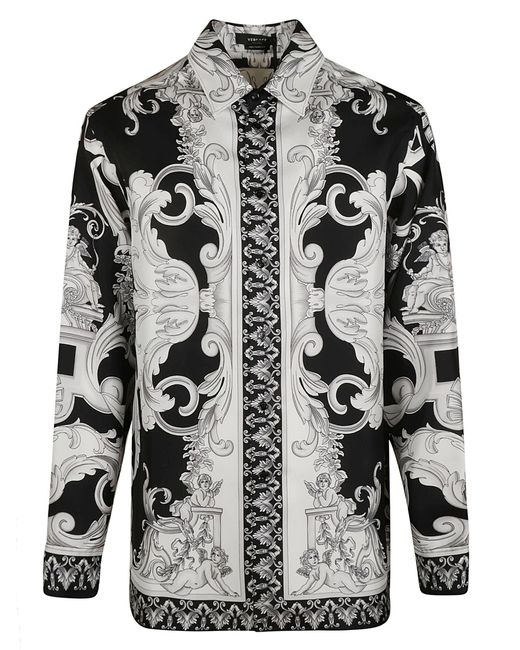 Versace Gray Baroque Print Informal Shirt for men