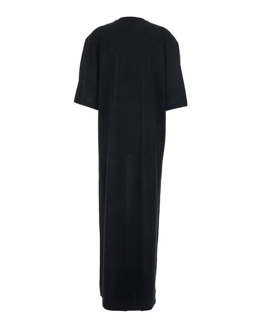 Totême Black Long Dress Girocolo Wool