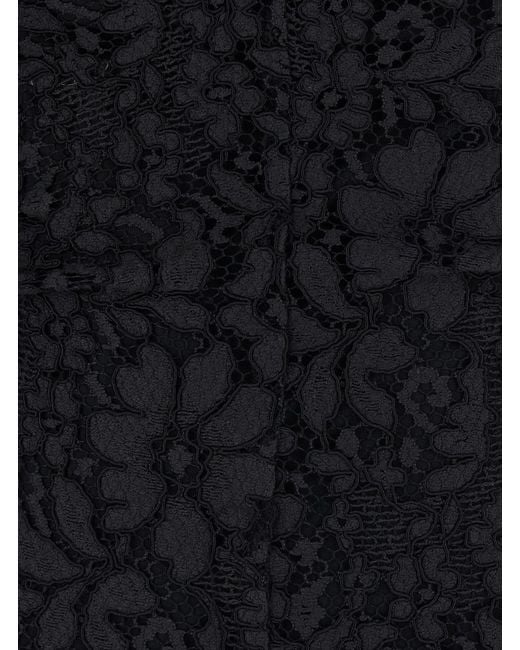 Le Plain Black Long Dress With Lace Sleeves