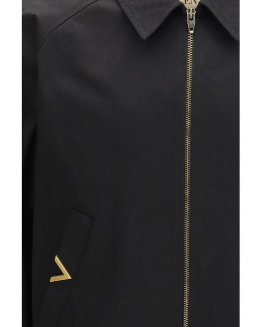 Valentino Black Collared Jacket Cotton for men