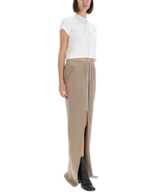 Rick Owens Natural Long Phileg Pillar Skirt Cotton