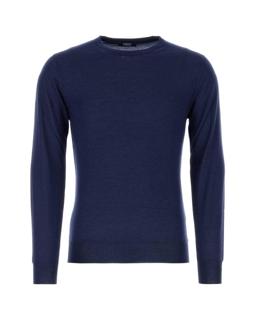 Fedeli Blue Cashmere Blend Sweater for men
