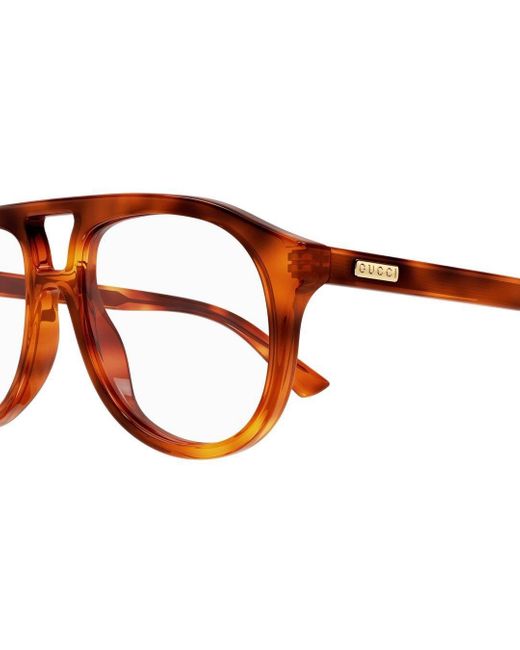 Gucci Brown Aviator Frame Glasses for men