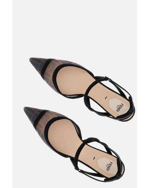 Fendi White Ff Velvet Slingback