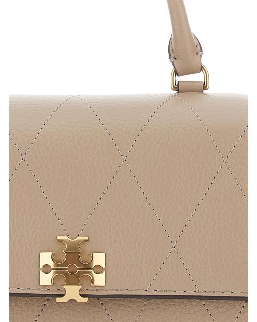 Tory Burch Natural Mini Charlie Bag With Chain Strap