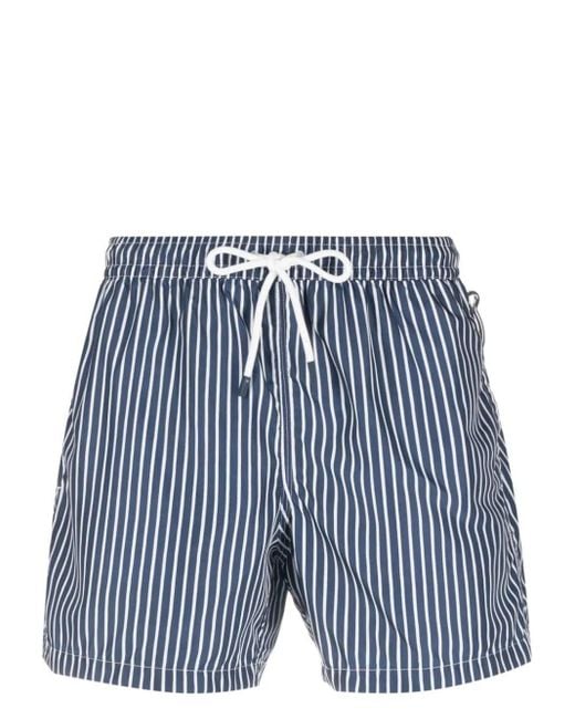 Fedeli Blue And Striped Swim Shorts for men