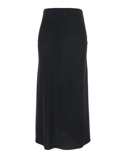 Le Plain Black Midi Skirt With Concealed Side Zip Closure