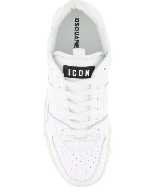 DSquared² White Logo Printed Low-Top Sneakers for men