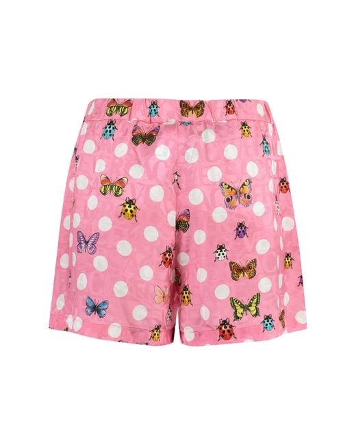 Versace Pink Silk Blend Shorts Viscose