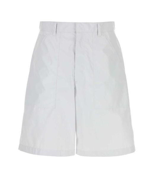 Prada White Nylon Blend Bermuda Shorts for men