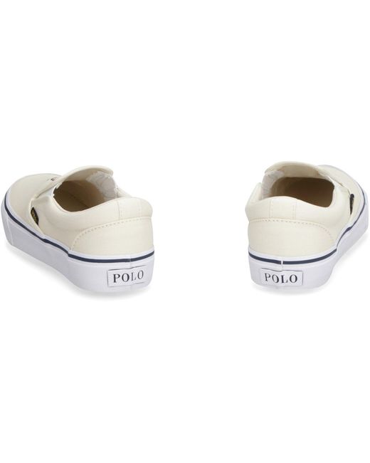 Polo Ralph Lauren White Canvas Slip-On Sneakers