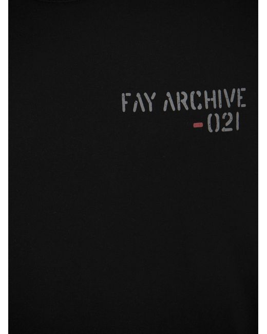 Fay Black Logo Print T-shirt for men