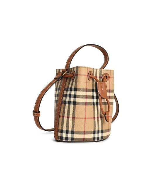 Burberry White 'Check' Mini Bucket Bag