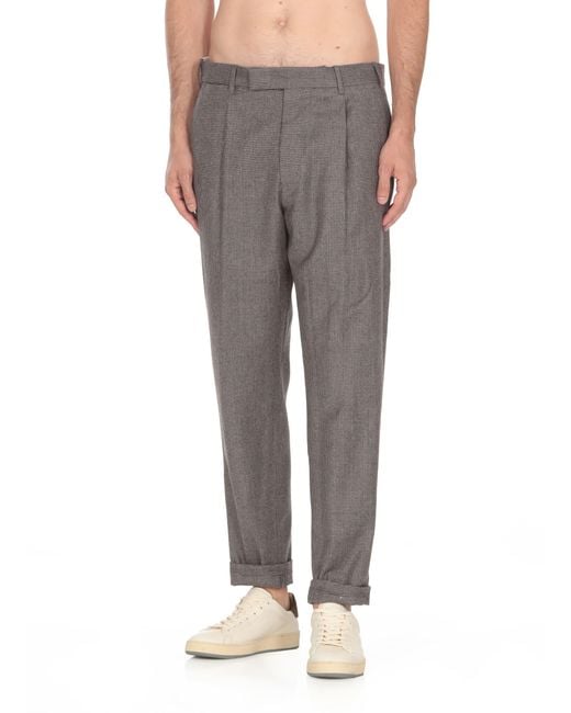 PT Torino Gray Pants With Pied De Poule Pattern for men