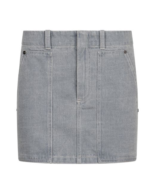 Fendi Gray Denim Mini Skirt Cotton