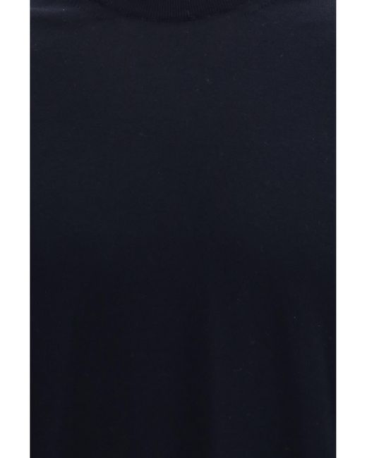 Piacenza Cashmere Blue Short-Sleeve Crewneck Sweater Cotton T-Shirts for men