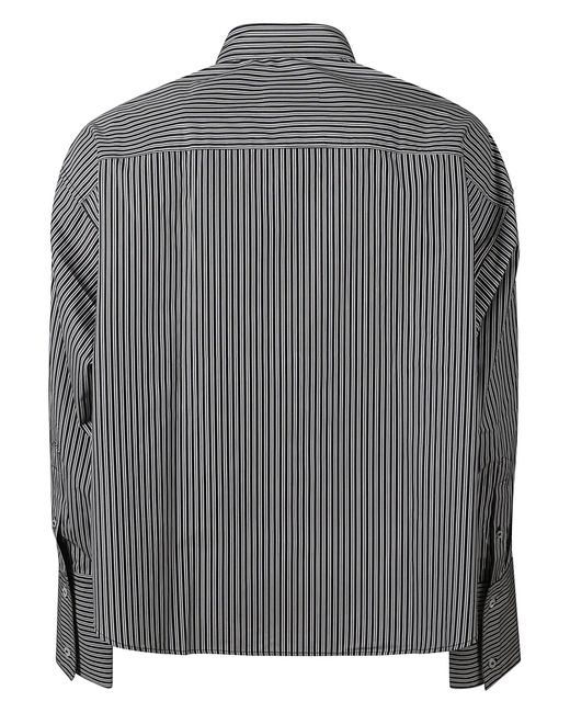 AMI Gray Long-Sleeved Crop Stripe Shirt for men
