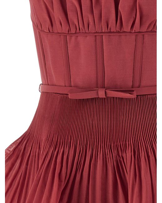 knee length dresses for ladies Pleated Tiered Midi Dress