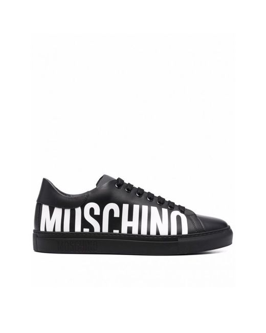 Moschino Black Couture Logo Leather Sneakers for men
