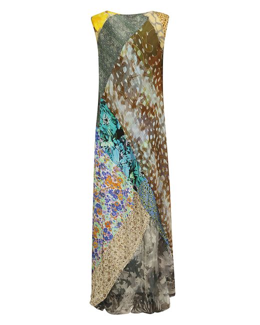 MARINE SERRE Multicolor Regenerated Silk Scarves Draped Dress