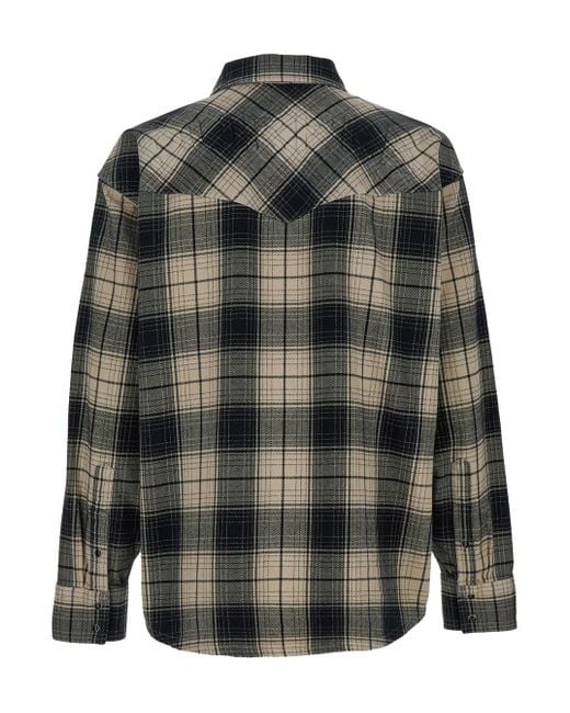 Purple Brand Black Shirt With Check Motif And Patch Pocket for men