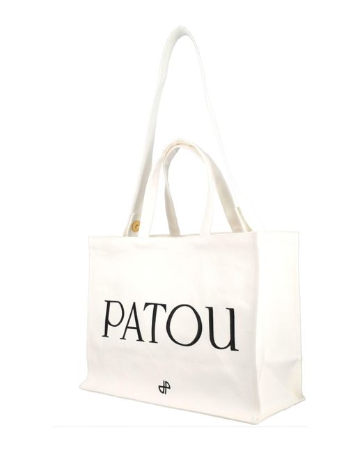 Patou White Logo Tote