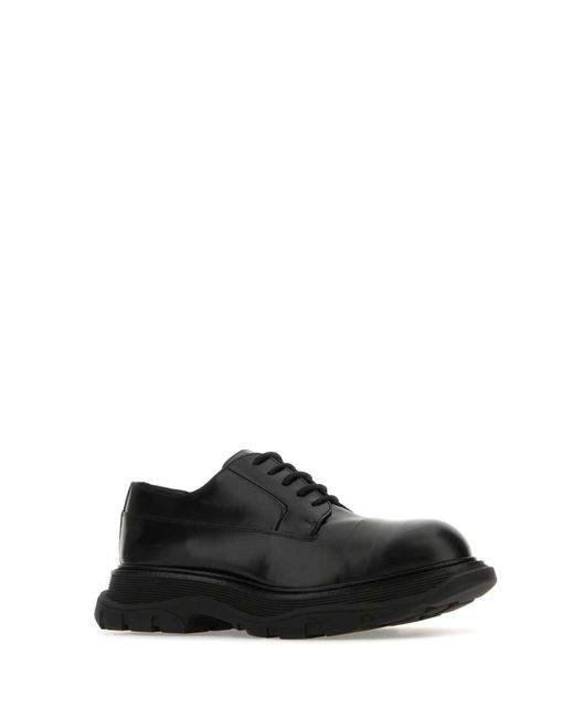 Alexander McQueen Black Leather Tread Lace-Up Shoes for men